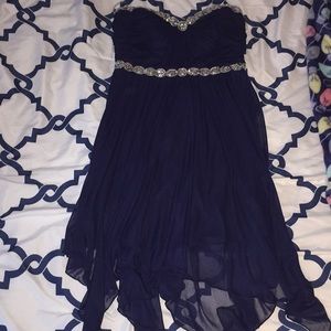 Navy strapless dress